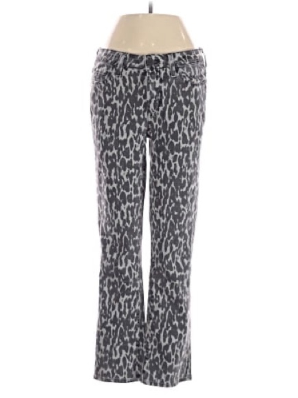 PAIGE Rosie HW Wide-Leg Pants - Gray & White Leopard